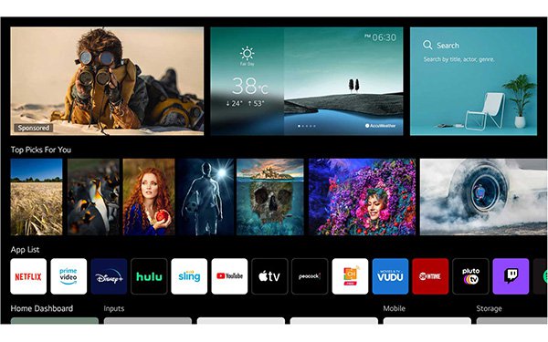 CTV advertising home screen design